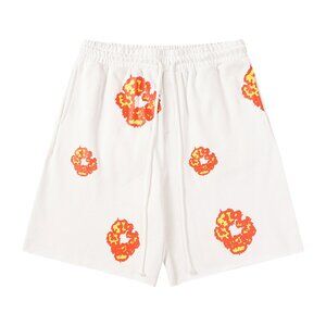 Denim Tears Orange Flower Print White Shorts